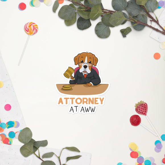 Attorney At Aww Lawyer Dog Sticker