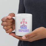 'It Depends' Scales of Justice White Mug